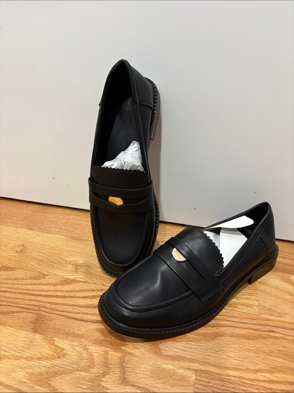 Black Leather Penny Loafers for Women by ASOS for Fall